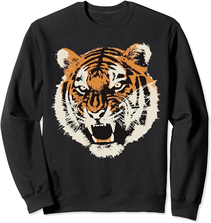 Tiger head Savage angry animal Wild cat face Sweatshirt
