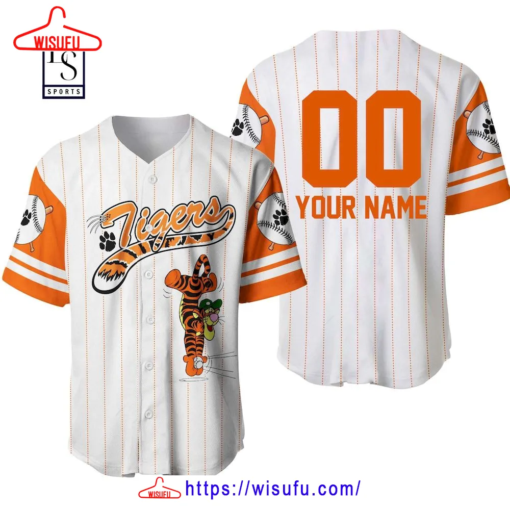 Tigger White Orange Disney Personalized Baseball Jersey, New Fashion Gifts