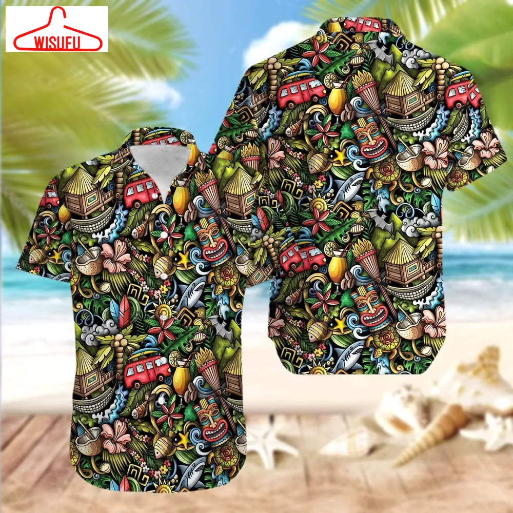 Tiki Doodles Hawaiian Shirt - For Men & Women - New Winter Fashion Shirt Gift For Family, New Fashion Gifts