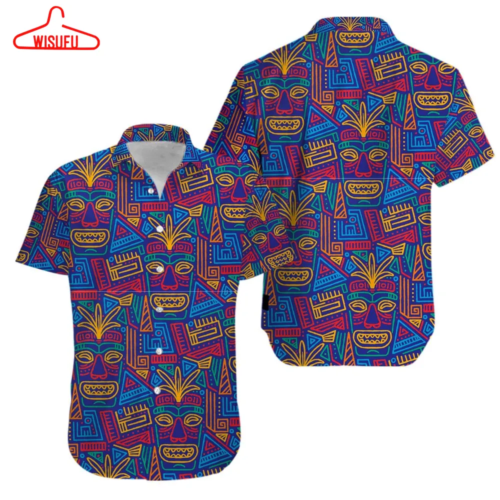 Tiki Pattern Aloha Hawaiian Shirt - For Men & Women - New Winter Fashion Shirt Gift For Family, New Fashion Gifts