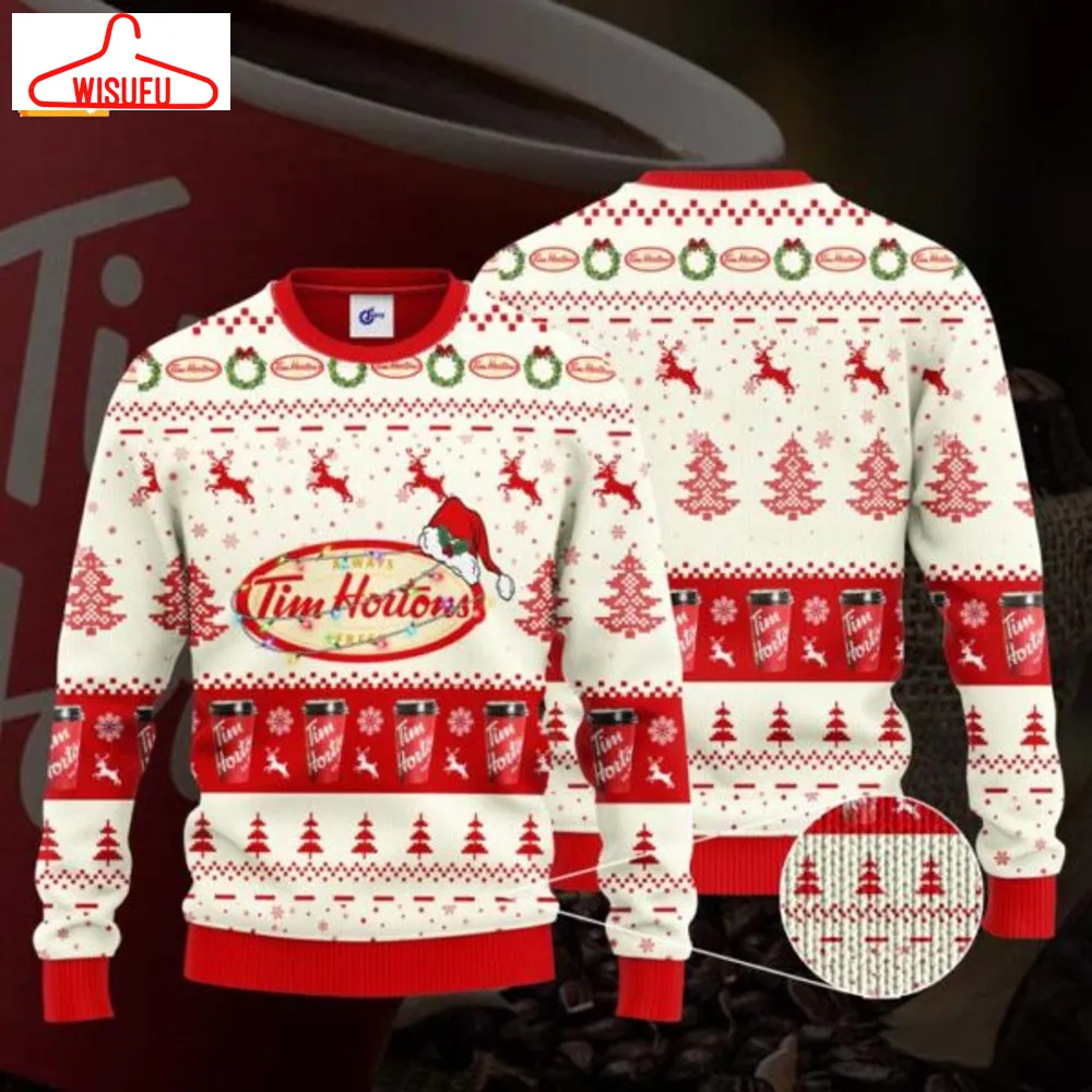 Tim Hortons Santa Hat Ugly Christmas Sweater