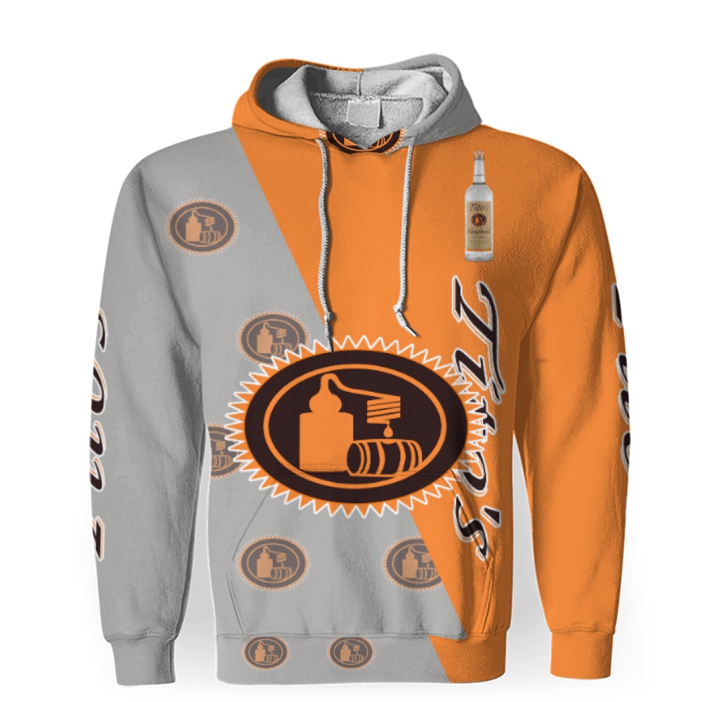 Tito's Vodka Whiskey Beers And Whiskey Pattern Logo-3D Unisex Hoodie