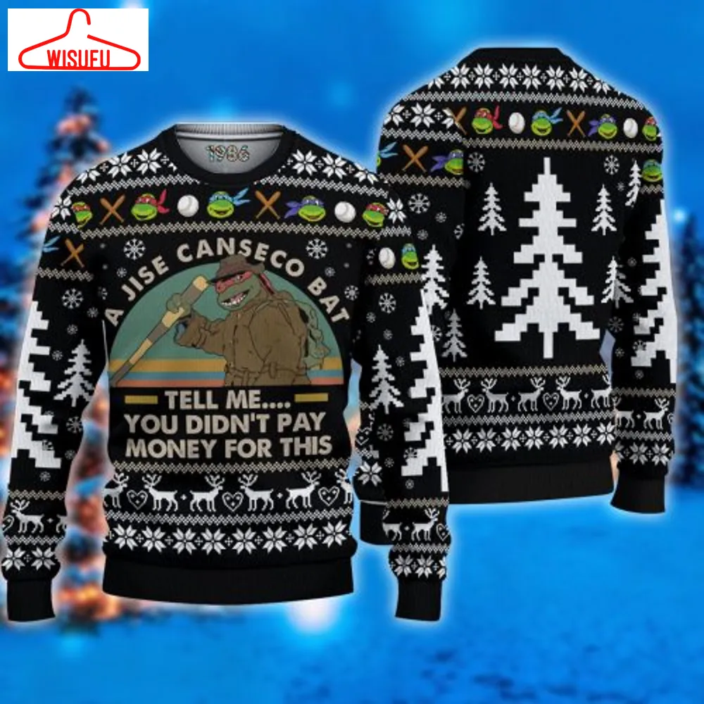 Tmnt A Jise Canseco Bat Tell Me You Didn't Pay Money For This Ugly Christmas Sweater Ugly Christmas Sweater