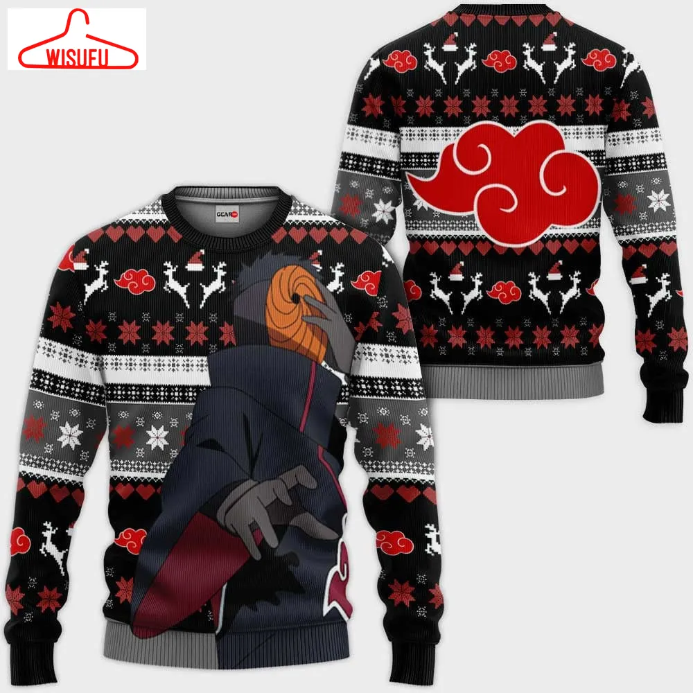 Tobi Ugly Christmas Sweater Akatsuki Custom Anime, Anime Ugly Christmas Sweater Gift For Family