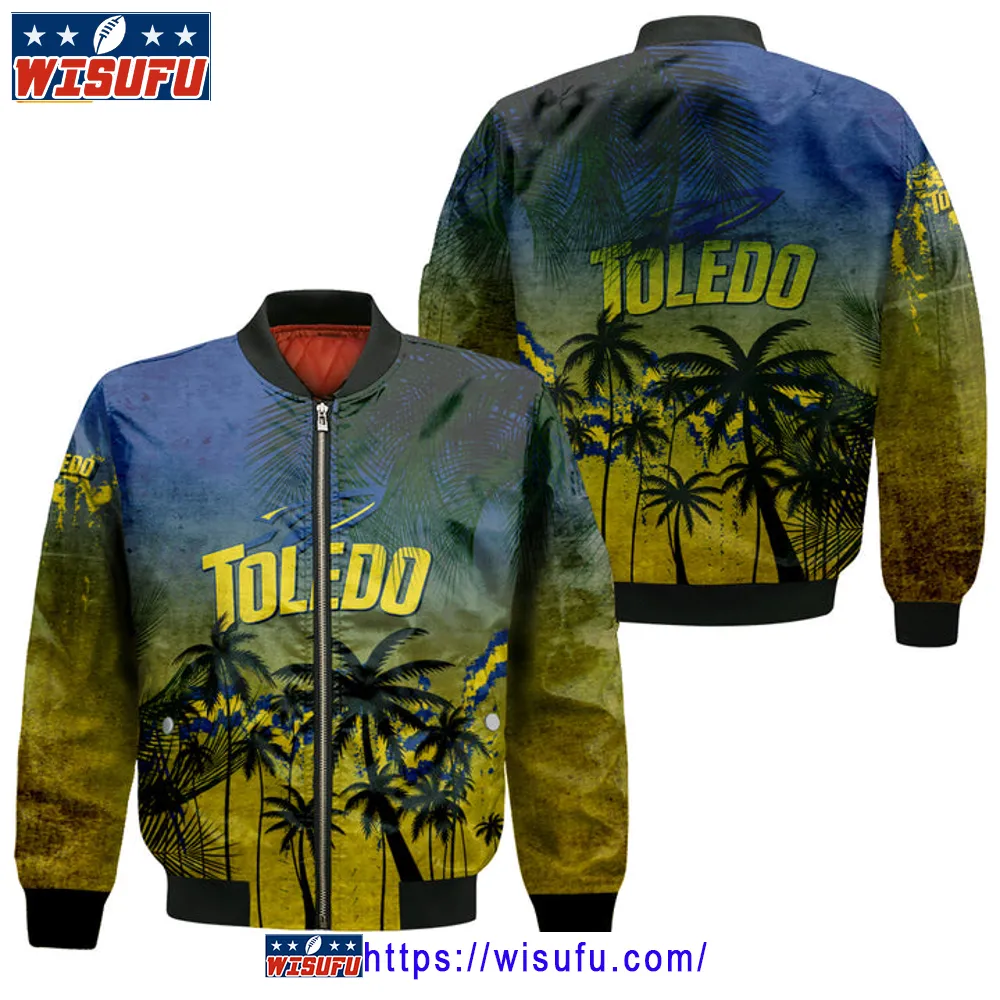 Toledo Rockets Coconut Tree Tropical Grunge Bomber Jacket