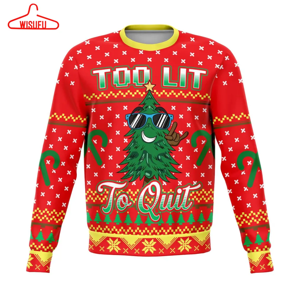 Too Lit To Quit, All Over Print 3d Ugly Christmas Sweater, New Winter Shirt Gift For Family