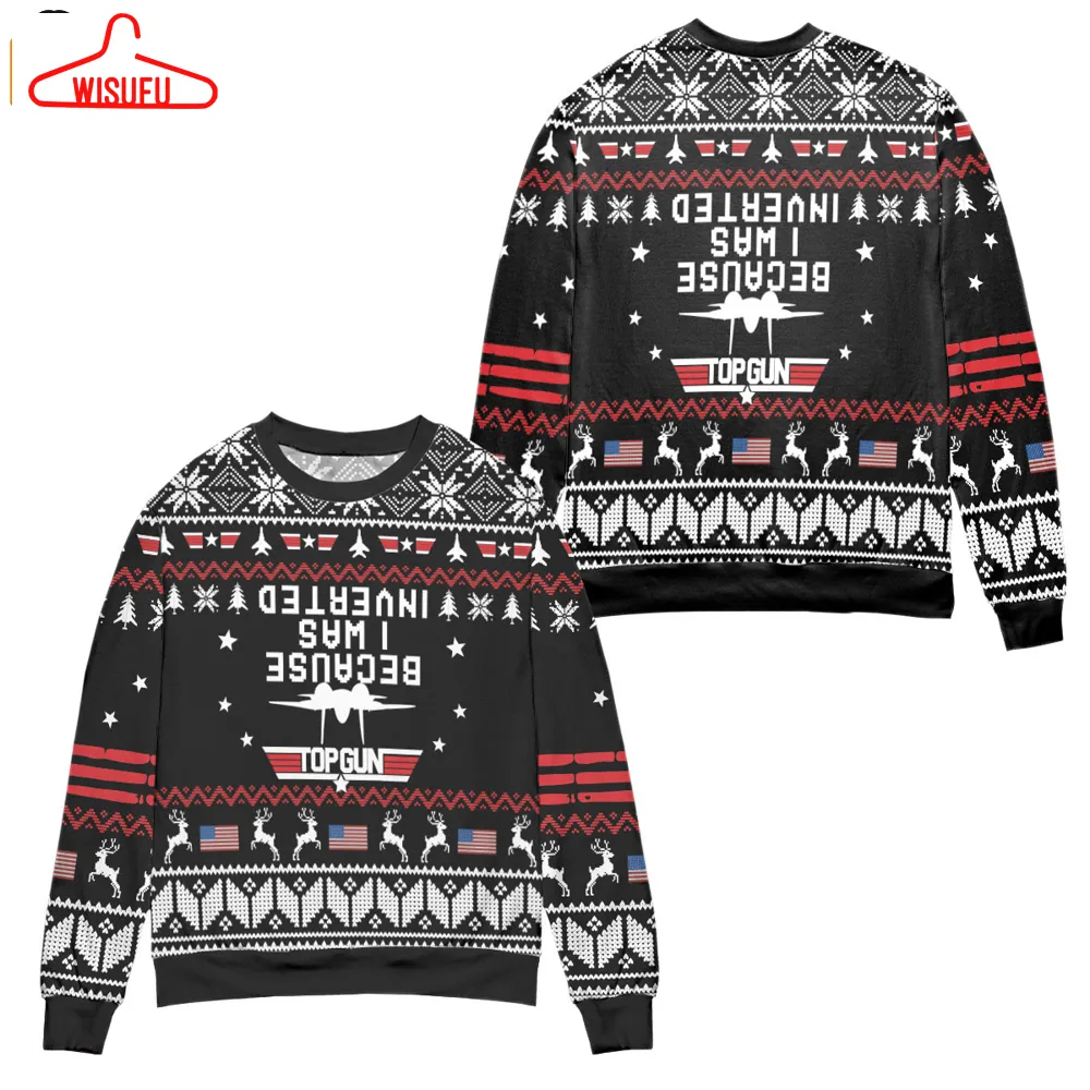 Top Gun Because I Was Inverted Snowflake Pattern Ugly Christmas Sweater