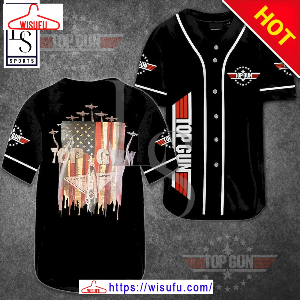 Top Gun Us Flag Baseball Jersey, New Fashion Gifts