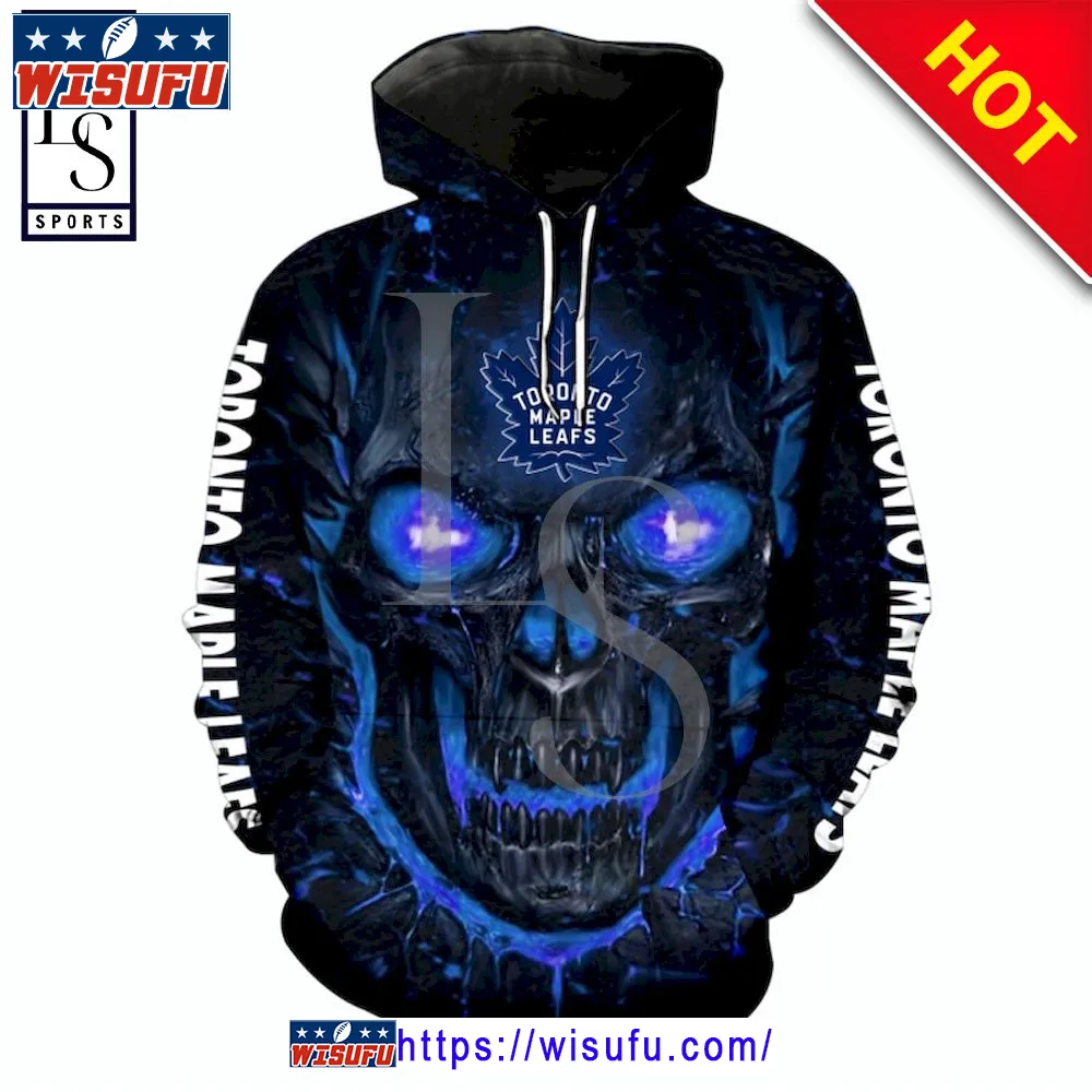 Toronto Maple Leafs Halloween Skull Devil NH.L Hoodie 3d