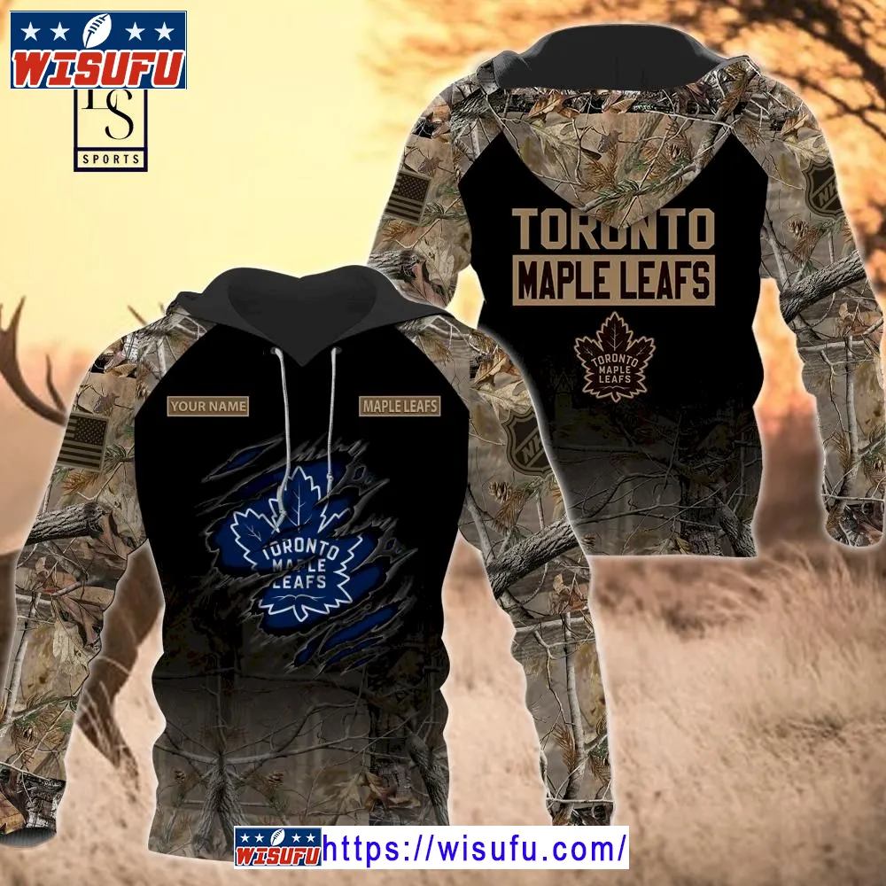 Toronto Maple Leafs Personalized Hunting Camo Hoodie 3d