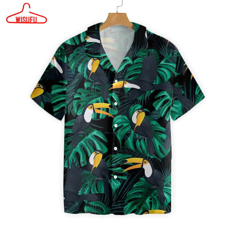 Toucan Birds Tropical Leaves Hawaiian Shirt, New Hawaiian Holiday Outfits, New Fashion Gifts