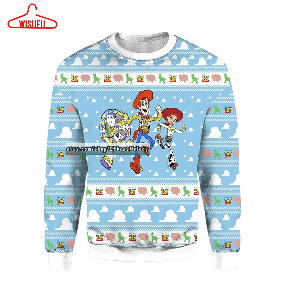 Toy Story Light Blue Ugly Christmas Sweater, Toy Story Fans Christmas Ugly Sweater, 2024 Christmas Sweater 3d Hoodie Sweatshirt