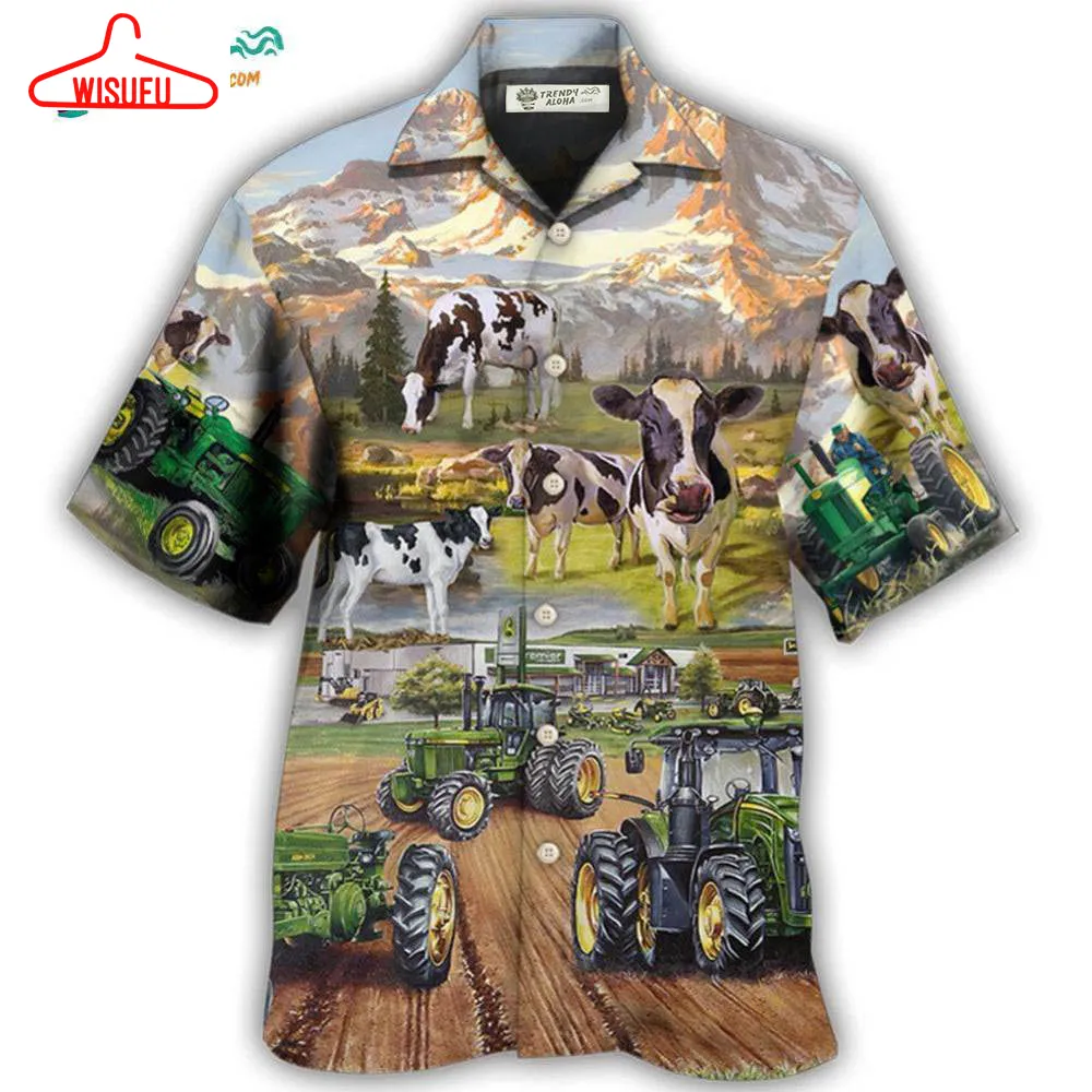 Tractor And Cow Farm Lover Hawaiian Shirt- Wisufu Aloha