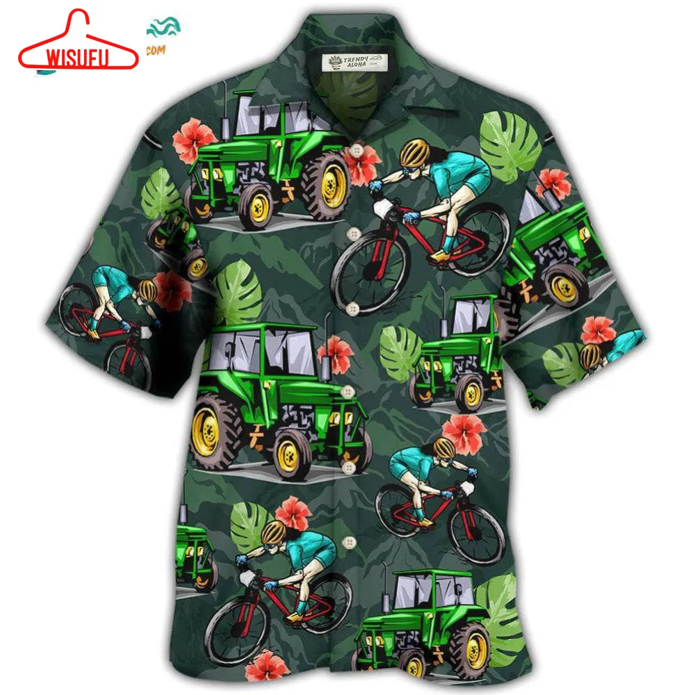 Tractor I Like Tractors And Mountain Biking Style Hawaiian Shirt- Wisufu Aloha