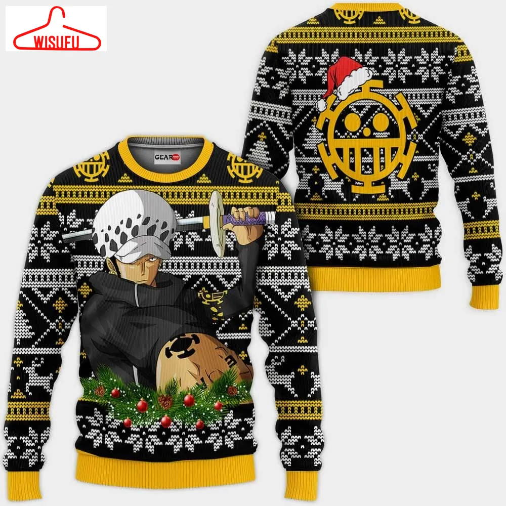 Trafalgar Law Ugly Christmas Sweater Anime Gifts, Anime Ugly Christmas Sweater Gift For Family