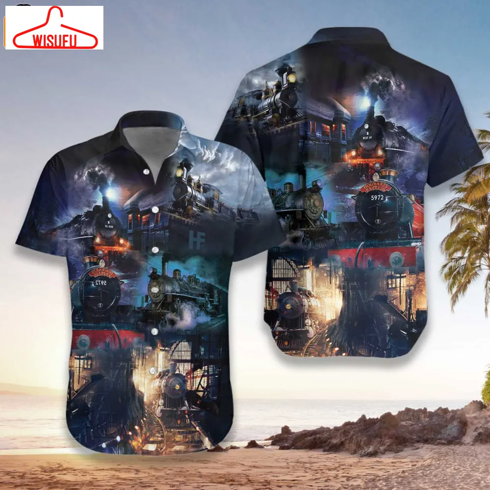 Train Locomotive 3d Hawaiian Shirt, New Fashion Gifts