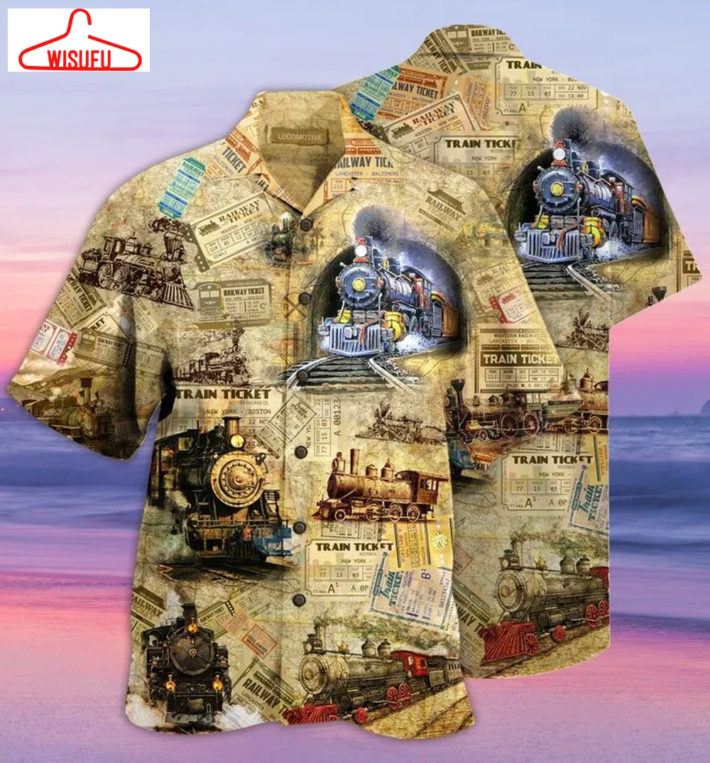 Train Locomotive Multicolor Nice Design Hawaiian Shirt Dhc18064263, New Hawaiian Holiday Outfits, New Fashion Gifts