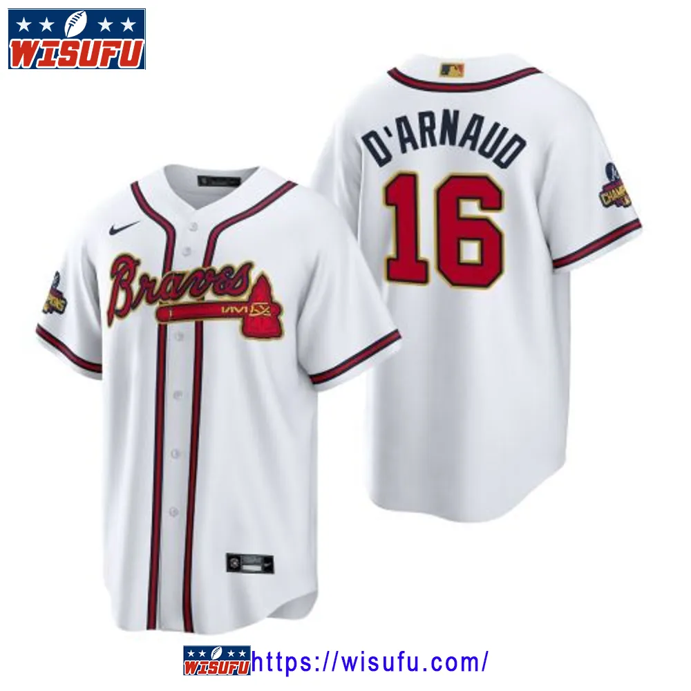 Travis D'arnaud 16 Atlanta Braves White 2024-23 Gold Program Jersey