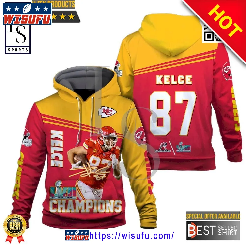 Travis Kelce Super Bowl Champion Kansas City Chiefs 3d Hoodie