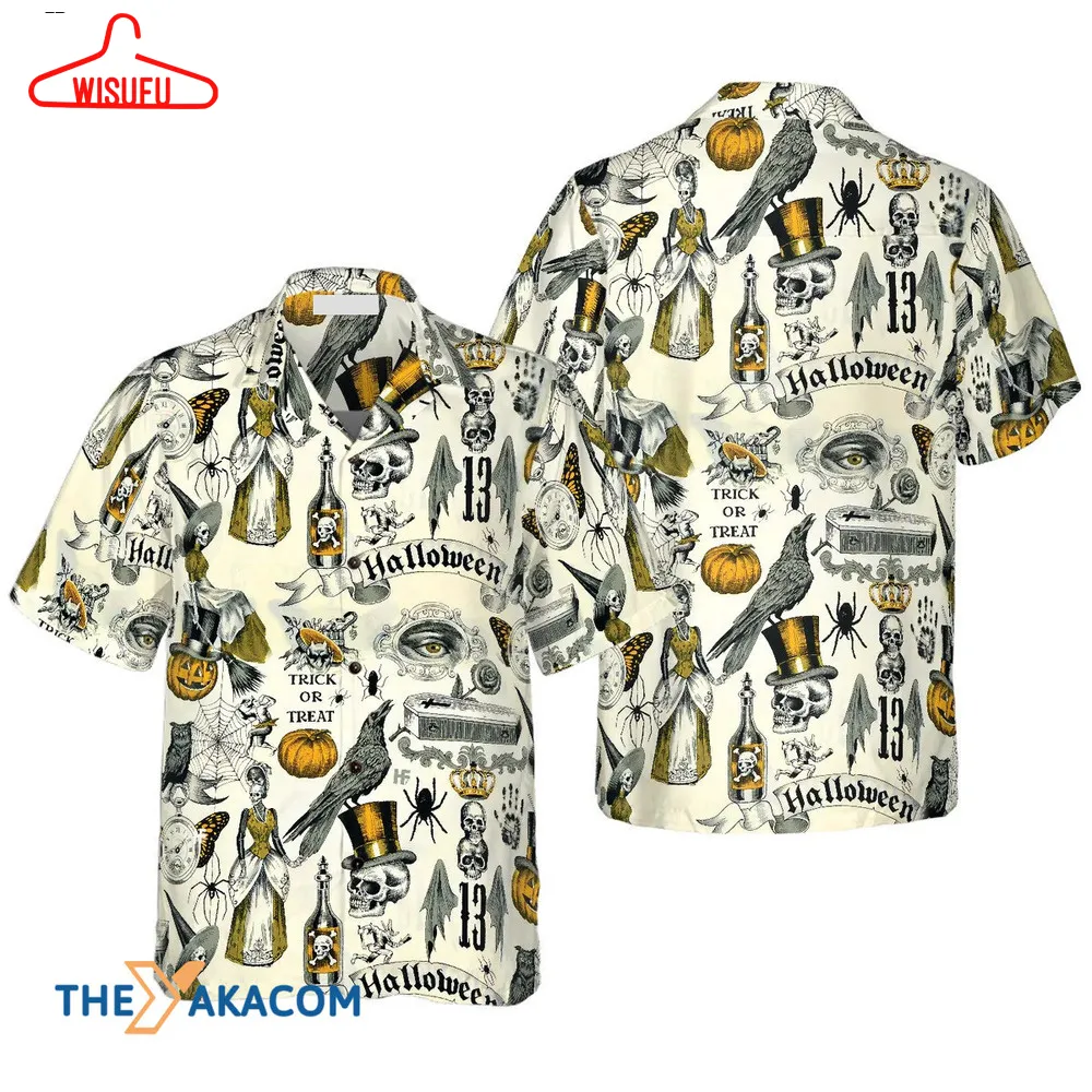 Trickery Halloween Pattern Hawaiian Shirt, New Fashion Gifts