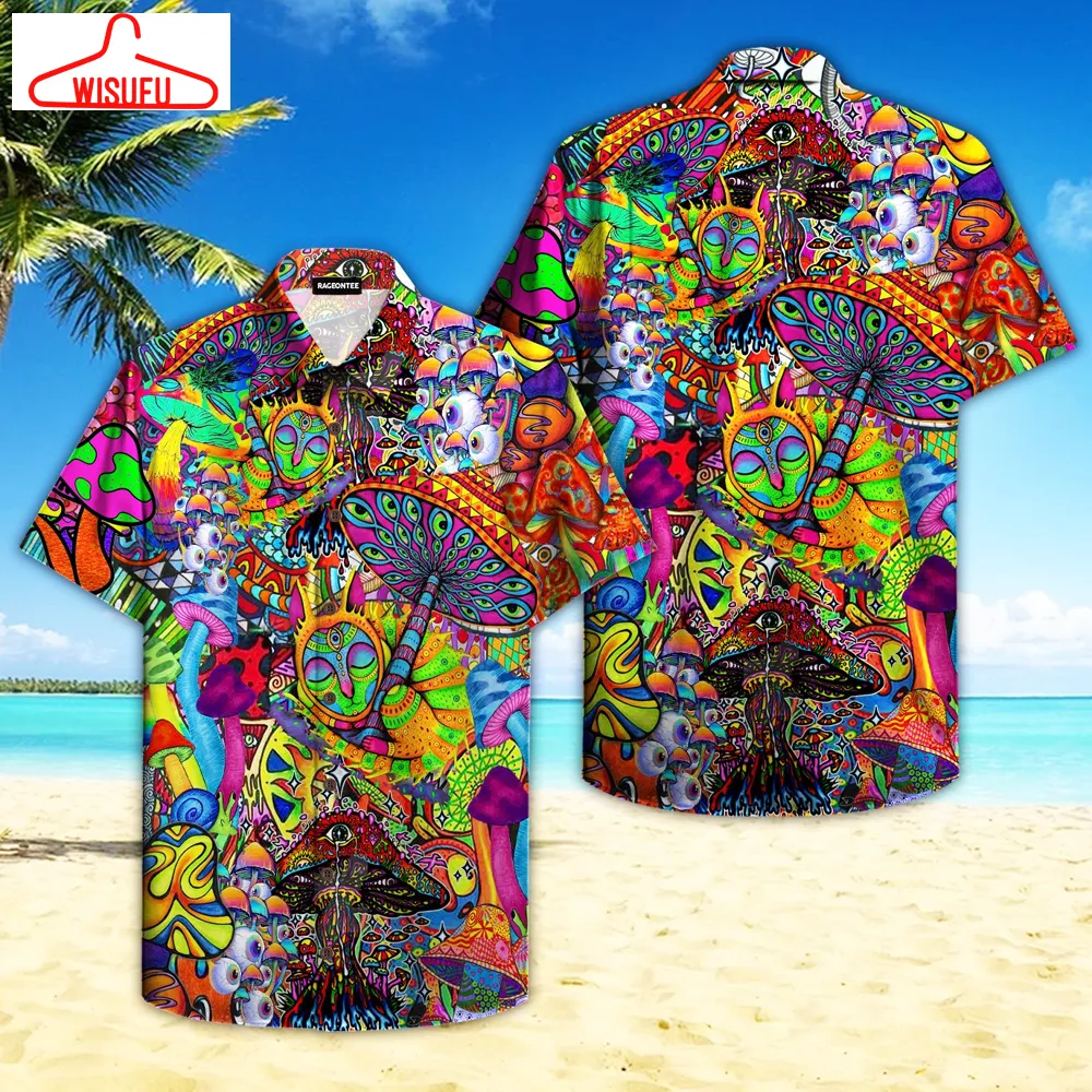 Trippy Hippie Mushroom Hawaiian Shirt - For Men & Women - Adult - Hw4740, New Hawaiian Holiday Outfits, New Fashion Gifts Vtbl29884