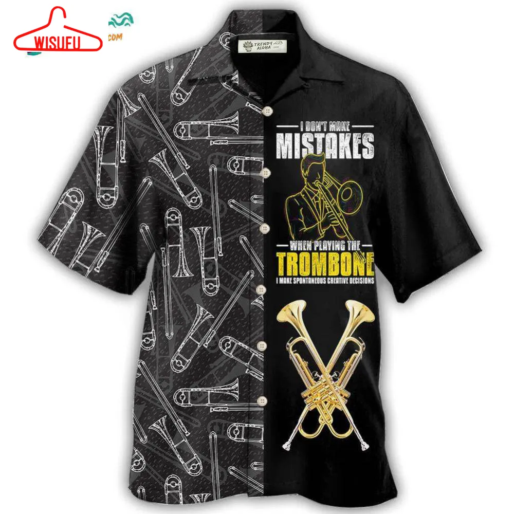 Trombone Music Lover Black Style Hawaiian Shirt- Wisufu Aloha