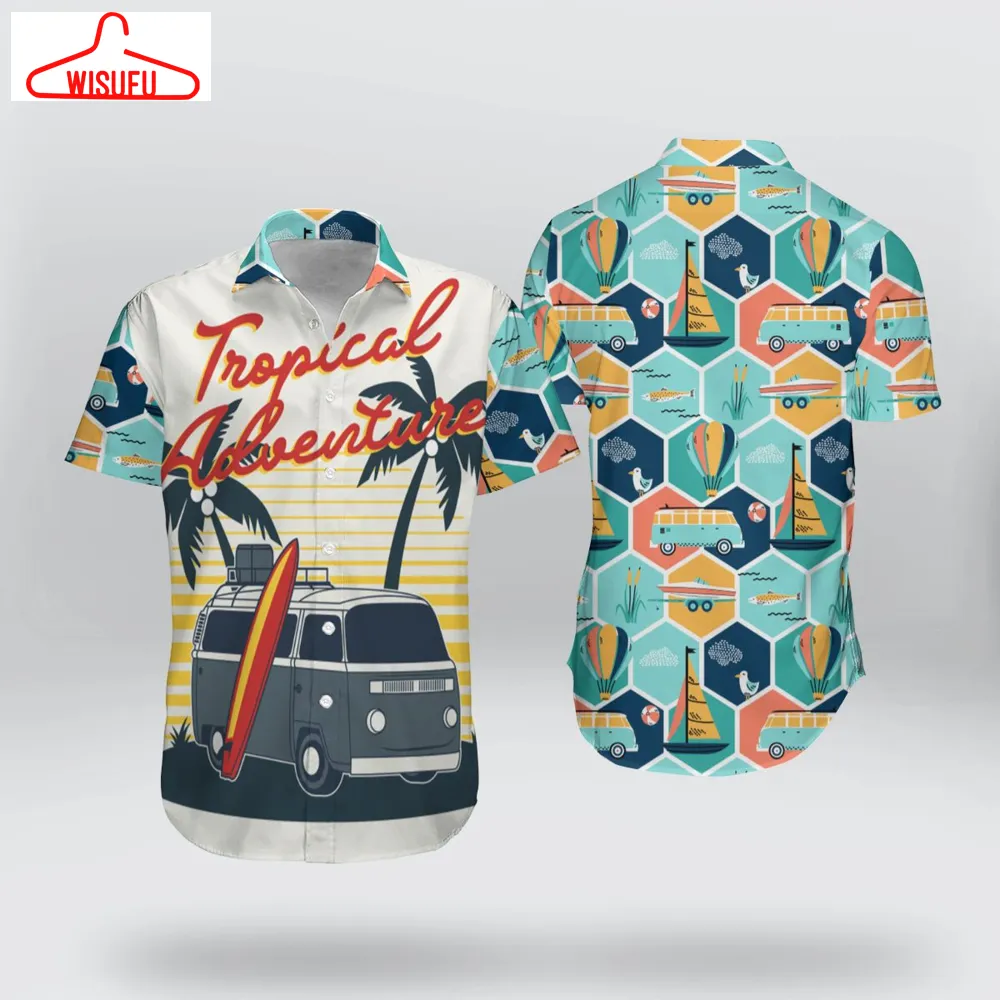 Tropical Adventur & Camping Hawaiian Shirt, New Hawaiian Holiday Outfits, New Fashion Gifts