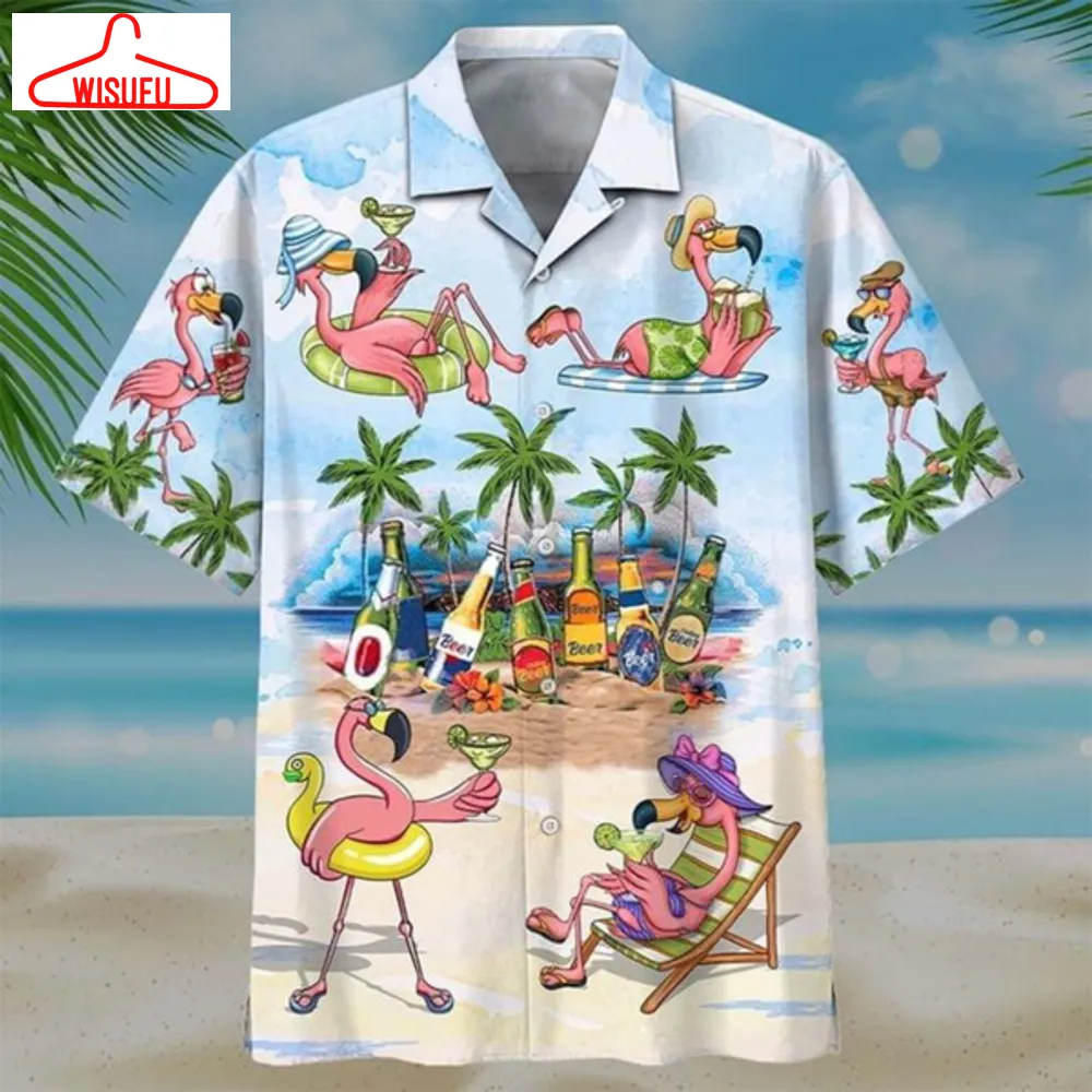 Tropical Flamingo Beach Hawaiian Shirt