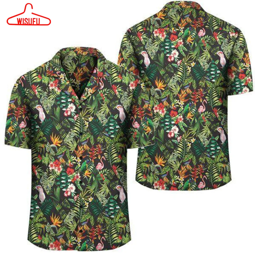 Tropical Flamingo Hibiscus Hawaiian Shirt