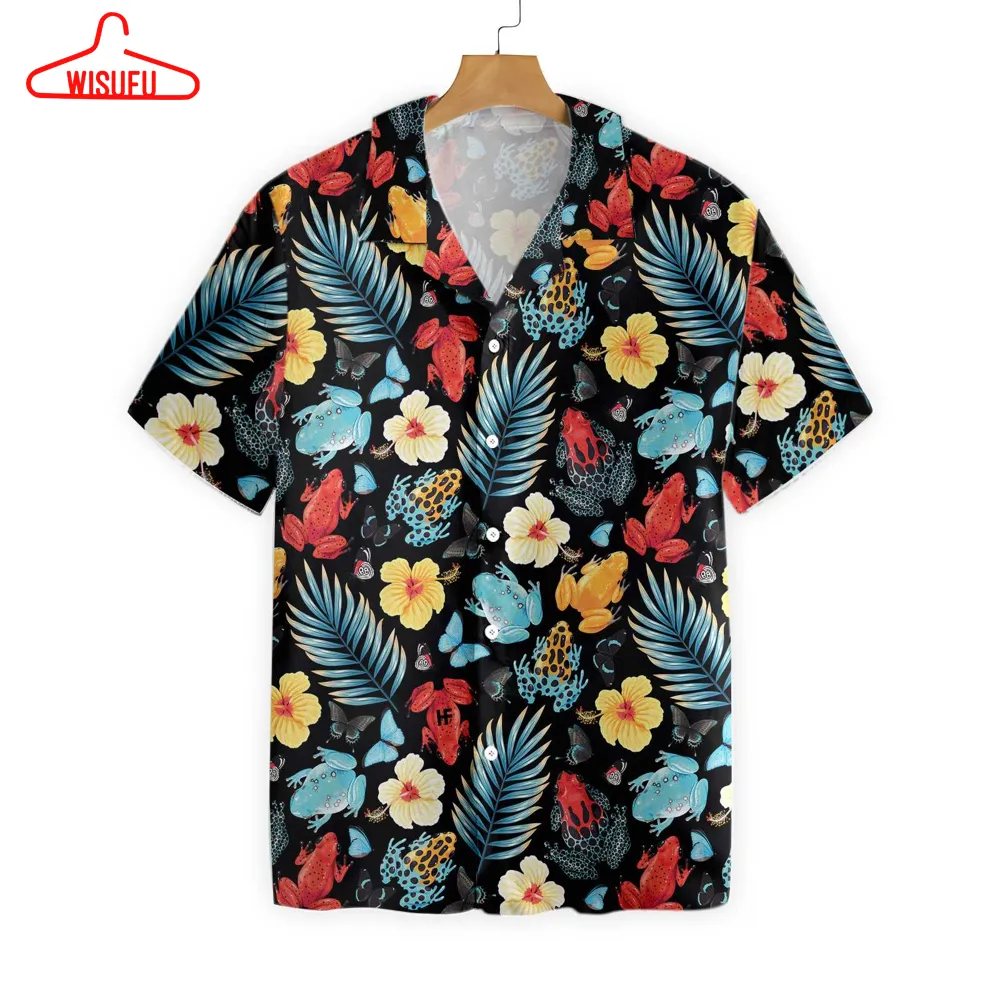 Tropical Flowers And Frogs Hawaiian Shirt, New Hawaiian Holiday Outfits, New Fashion Gifts