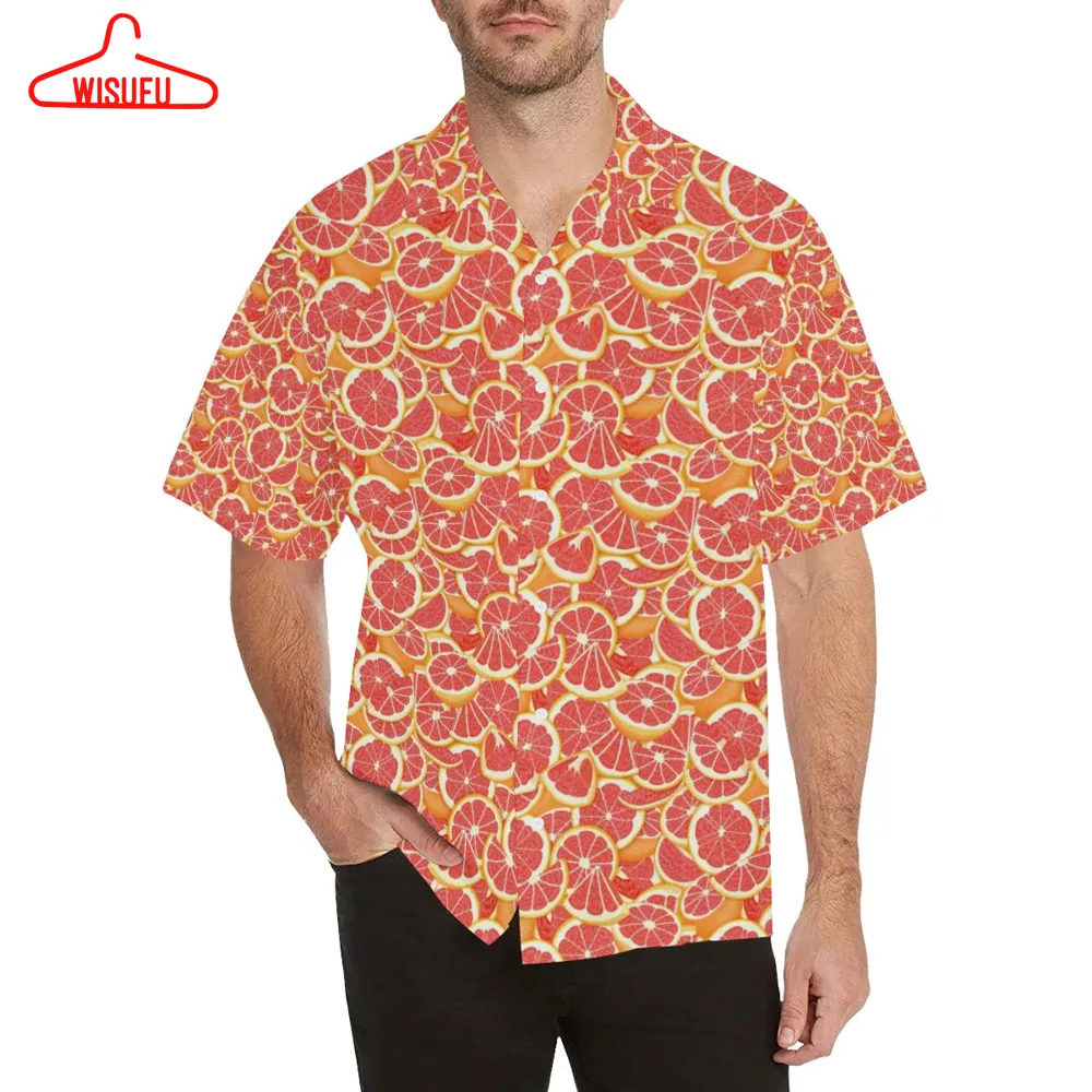 Tropical Grapefruit Pattern MenÂs All Over Print Hawaiian Shirt, New Hawaiian Holiday Outfits, New Fashion Gifts Vtbl85521