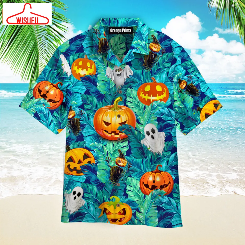 Tropical Halloween Pumpkin Ghost Devil Hawaiian Shirt, New Fashion Gifts