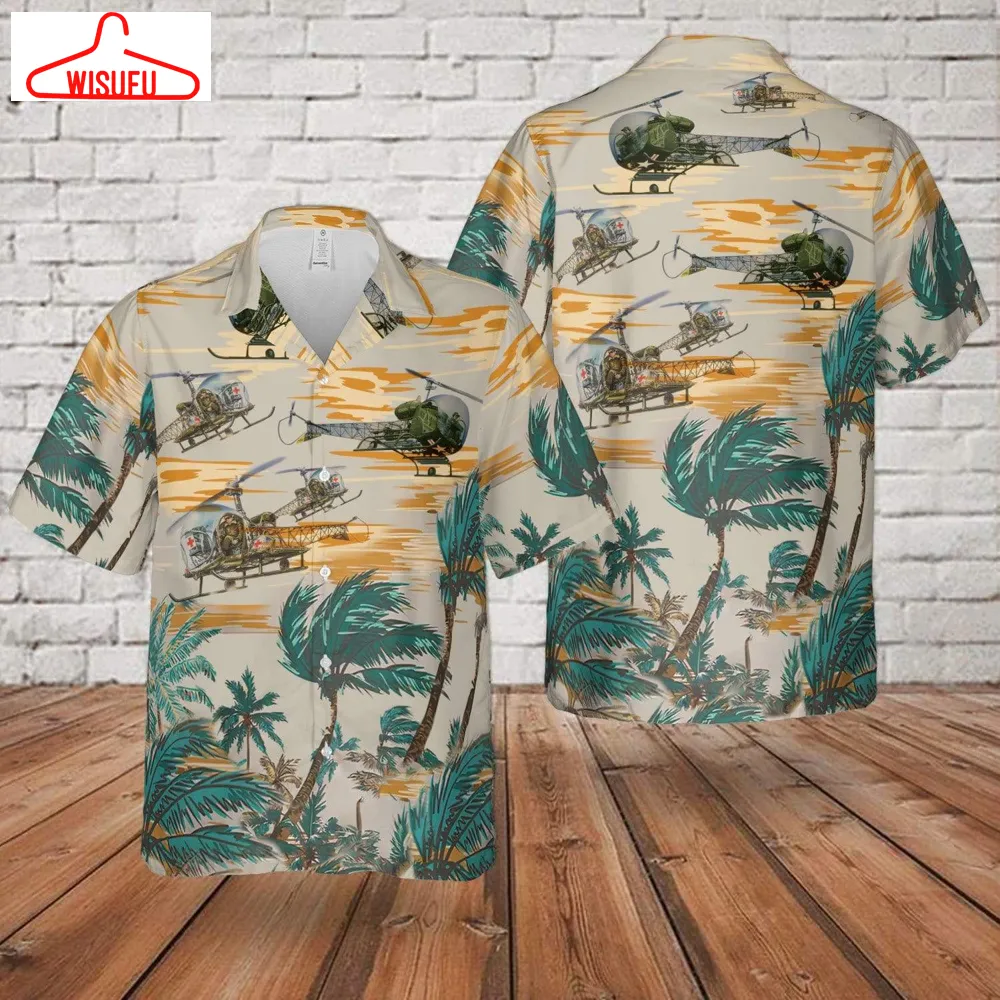 Tropical Helicopter Hawaiian Shirt - Unisex - Adult - Hw6788, New Hawaiian Holiday Outfits, New Fashion Gifts