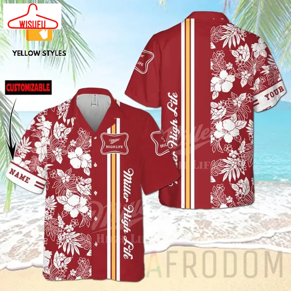 Tropical Hibiscus Miller High Life Personalized Hawaii Shirt, New Fashion Gifts