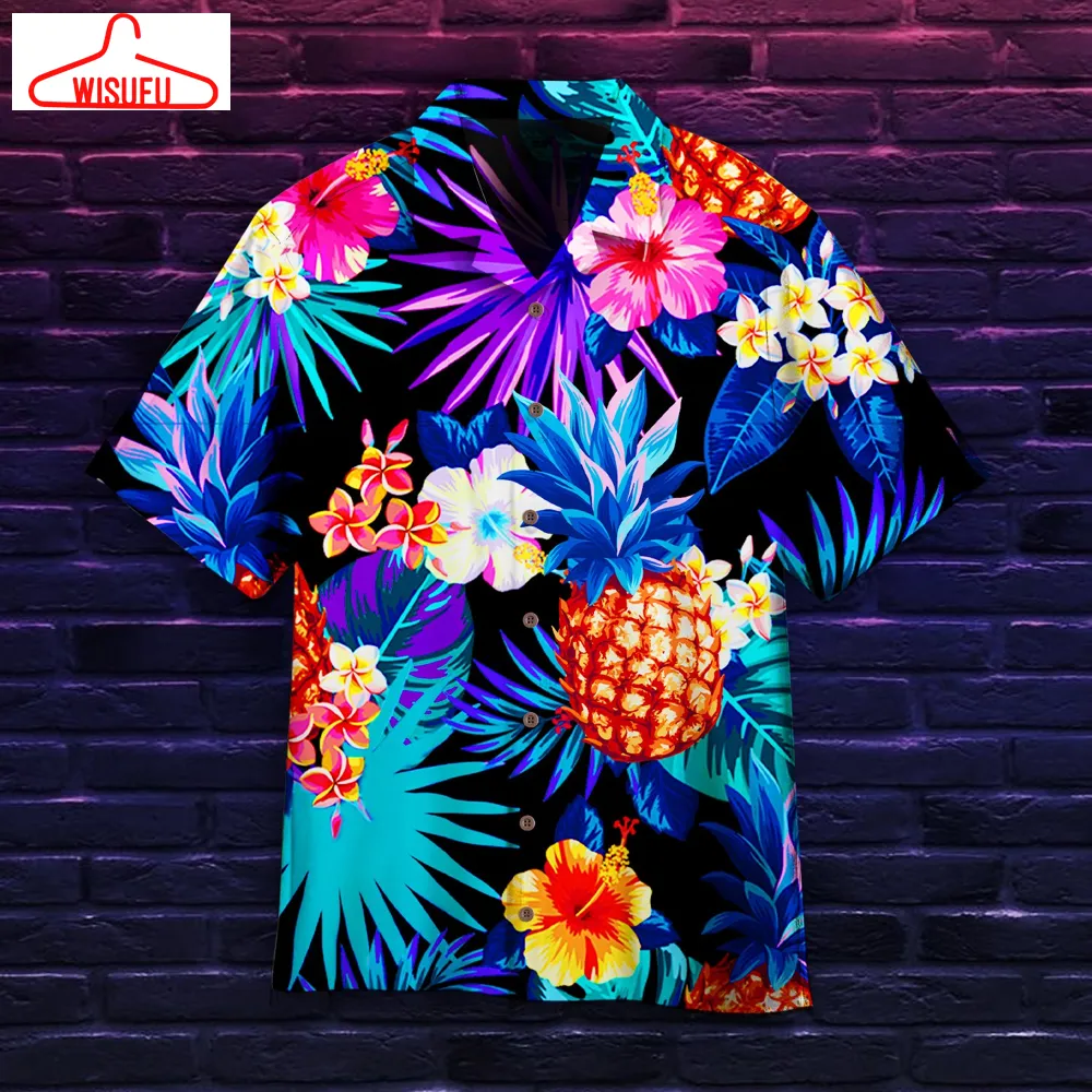 Tropical Neon Hawaiian Shirt - For Men & Women - Adult - Hw5084, New Hawaiian Holiday Outfits, New Fashion Gifts Vtbl47857