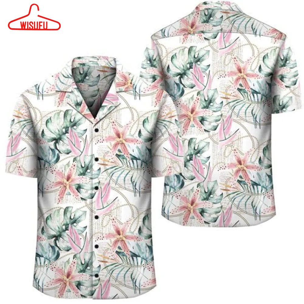 Tropical Pattern With Orchids Leaves And Gold Chains Hawaiian Shirt, New Hawaiian Holiday Outfits, New Fashion Gifts