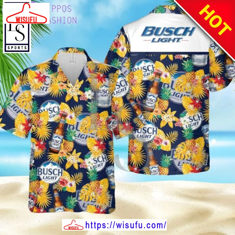 Tropical Pineapple Busch Light Hawaiian Shirt, New Fashion Gifts