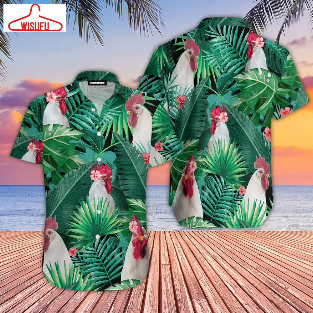 Tropical White Rooster Hawaiian Shirt - For Men & Women - New Winter Fashion Shirt Gift For Family, New Fashion Gifts