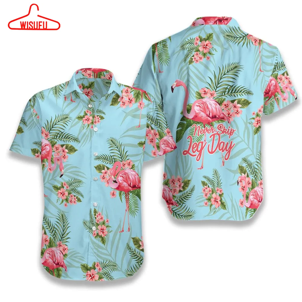 Tropical Workout Flamingo Never Skip Leg Day Hawaiian Shirt