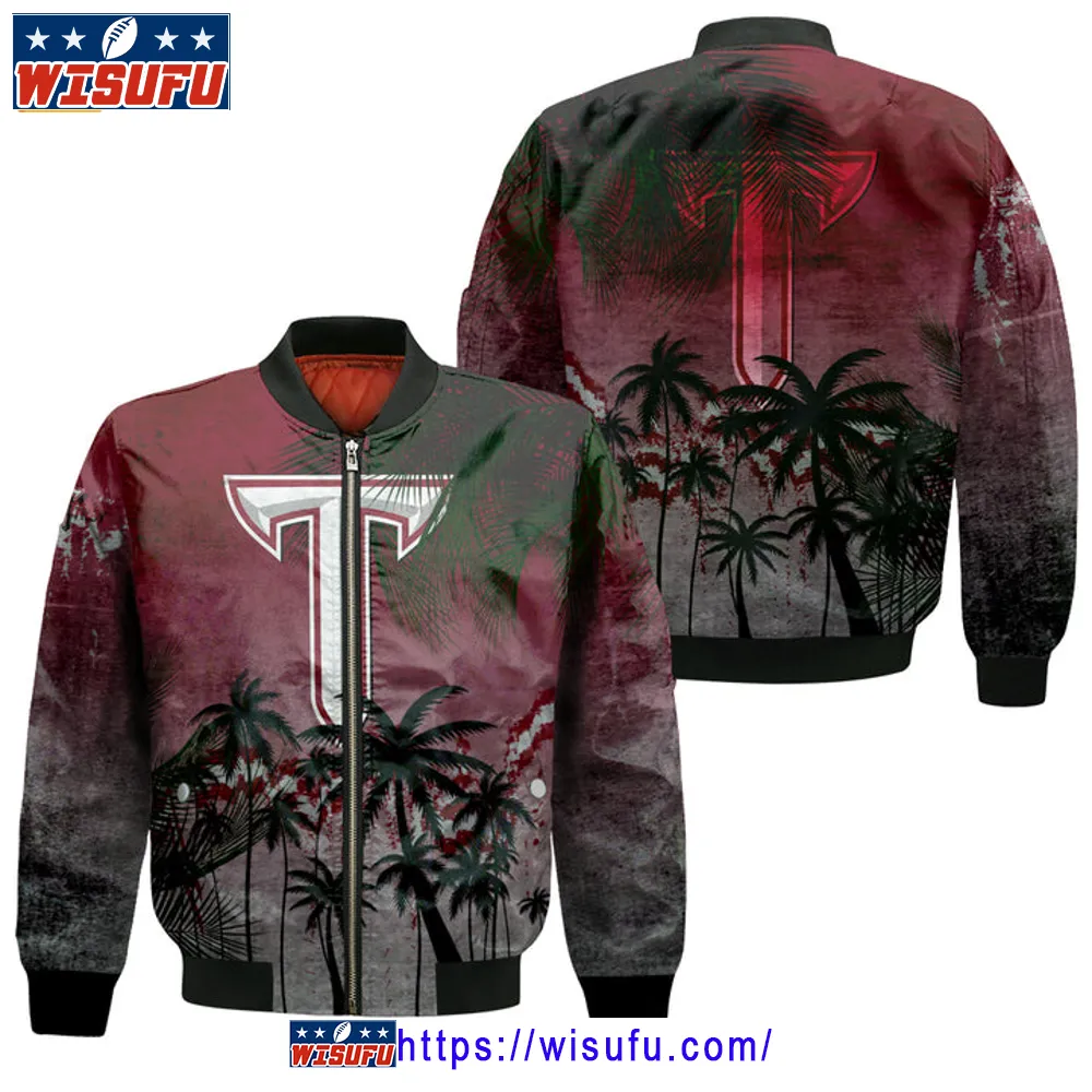 Troy Trojans Coconut Tree Tropical Grunge Bomber Jacket