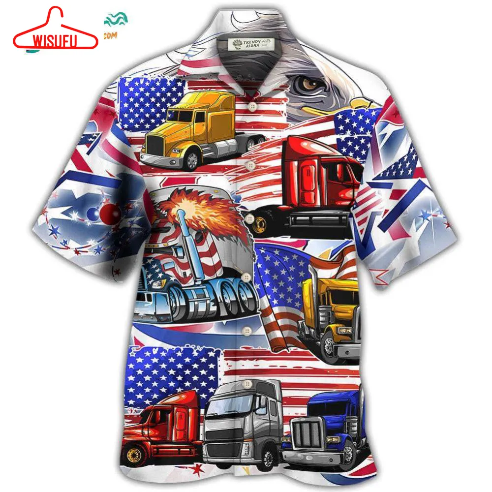 Truck Usa Flag Independence Day Hawaiian Shirt- Wisufu Aloha