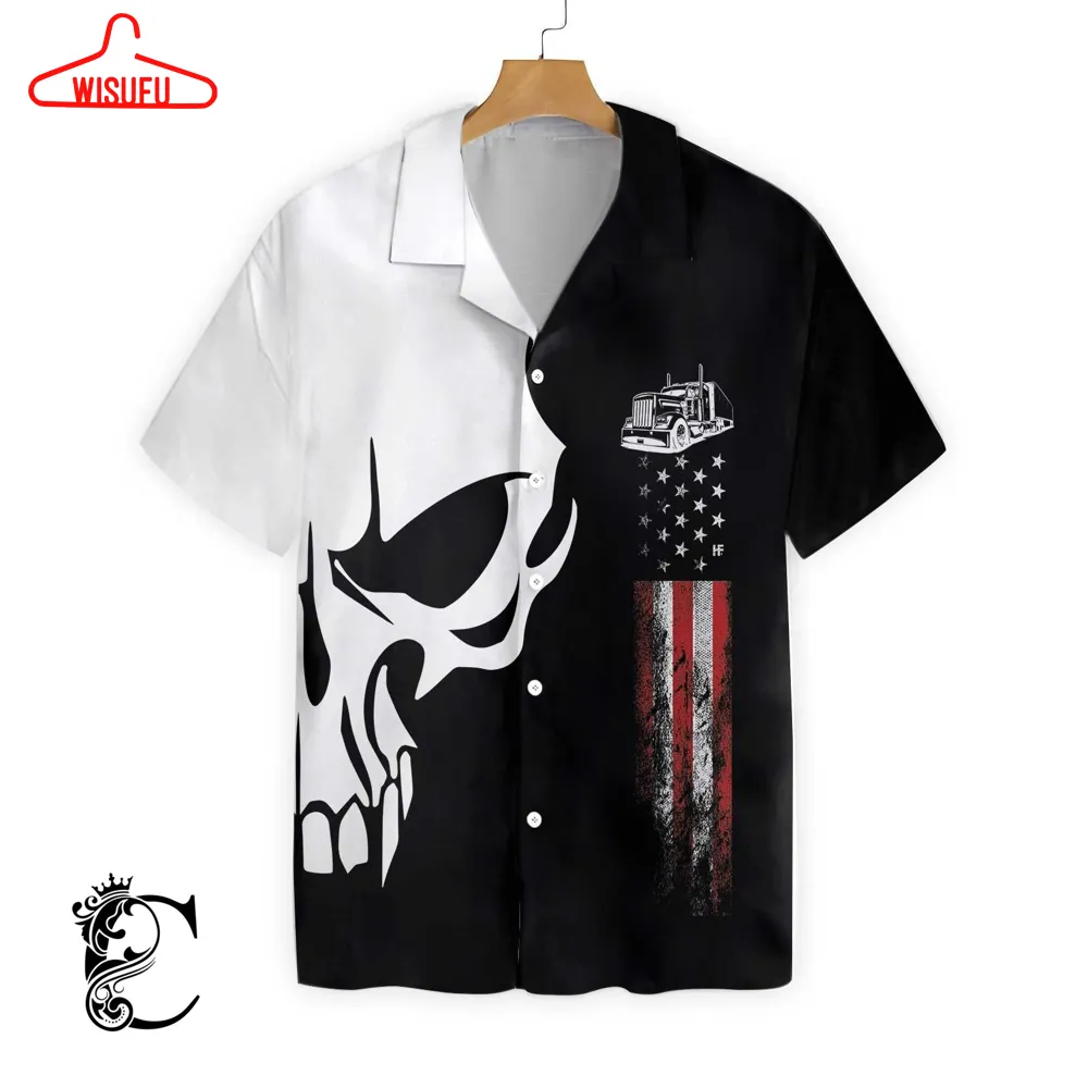 Trucker Proud Skull 2 Ez12 0303 Hawaiian Shirt, New Hawaiian Holiday Outfits, New Fashion Gifts