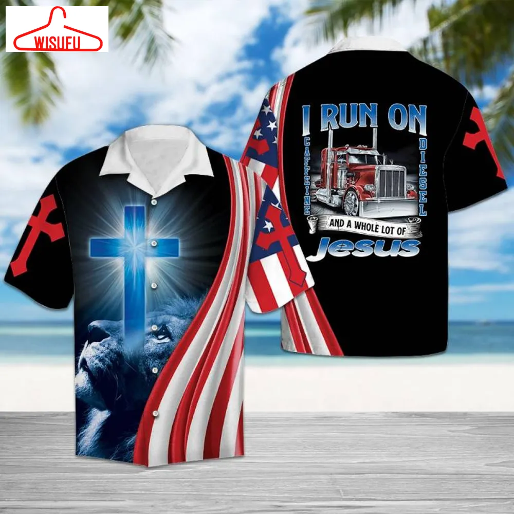 Trucker Runs On Caffeine Diesel God G5810- Hawaiian Shirt, New Hawaiian Holiday Outfits, New Fashion Gifts