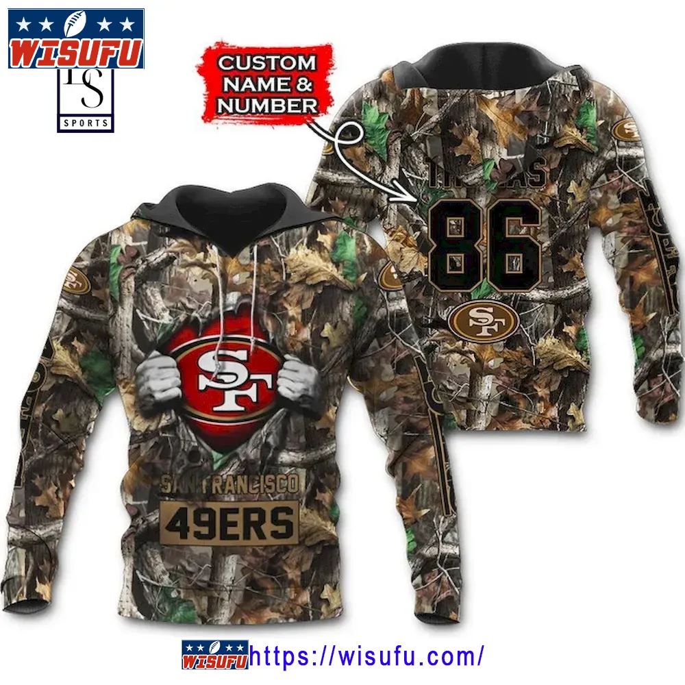 True Fans San Francisco 49ers Personalized Hunting Camo Hoodie