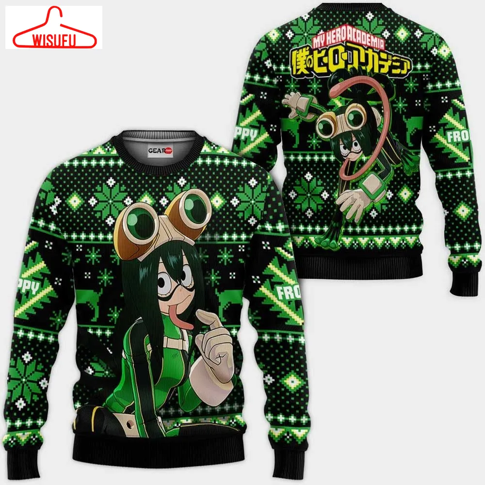 Tsuyu Asui Ugly Christmas Sweater Anime Gifts, Anime Ugly Christmas Sweater Gift For Family