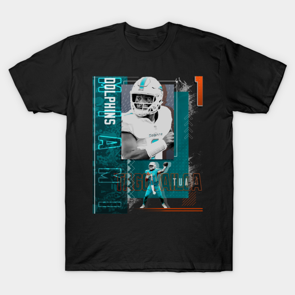 Tua Tagovailoa Football Paper Poster Dolphins 2 - Tua Tagovailoa - T-Shirt