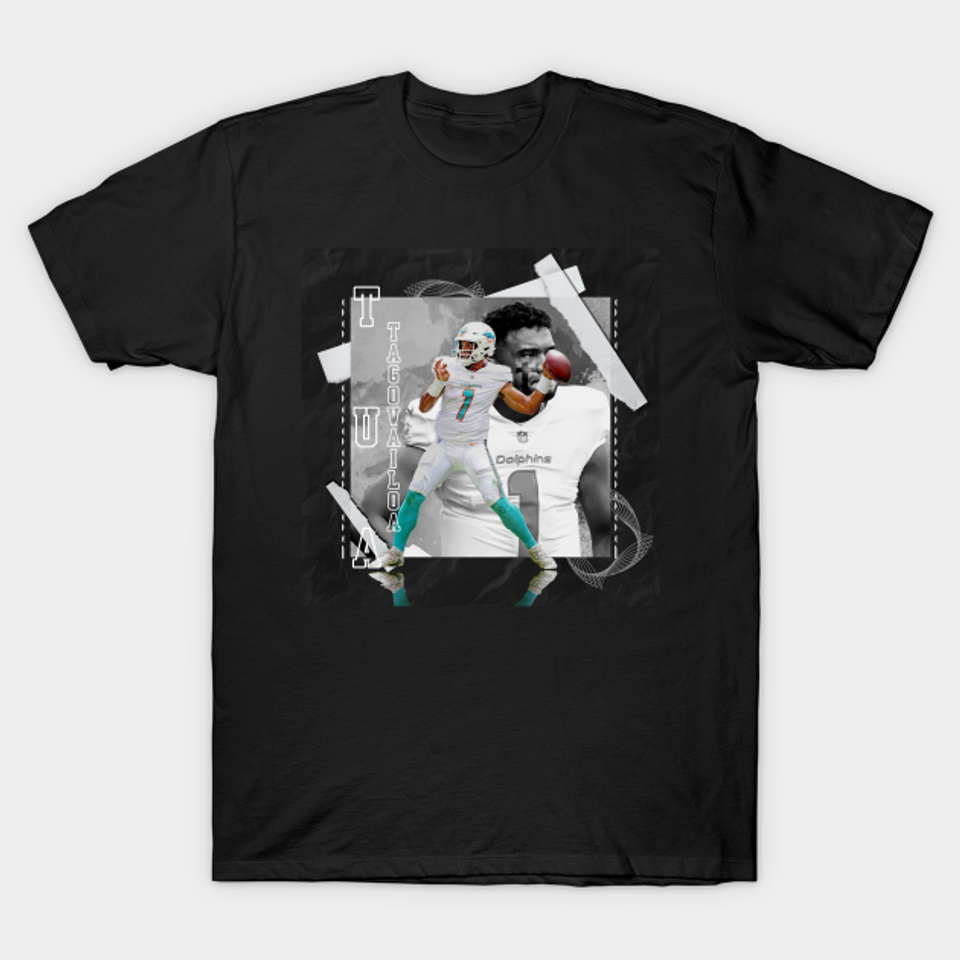 Tua Tagovailoa Football Paper Poster Dolphins 3 - Tua Tagovailoa - T-Shirt