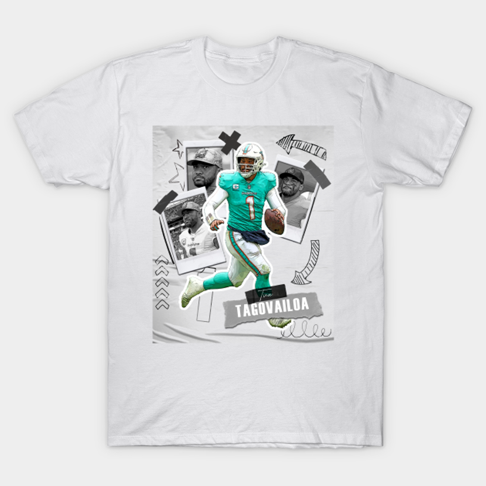 Tua Tagovailoa football Paper Poster Dolphins 5 - Tua Tagovailoa - T-Shirt