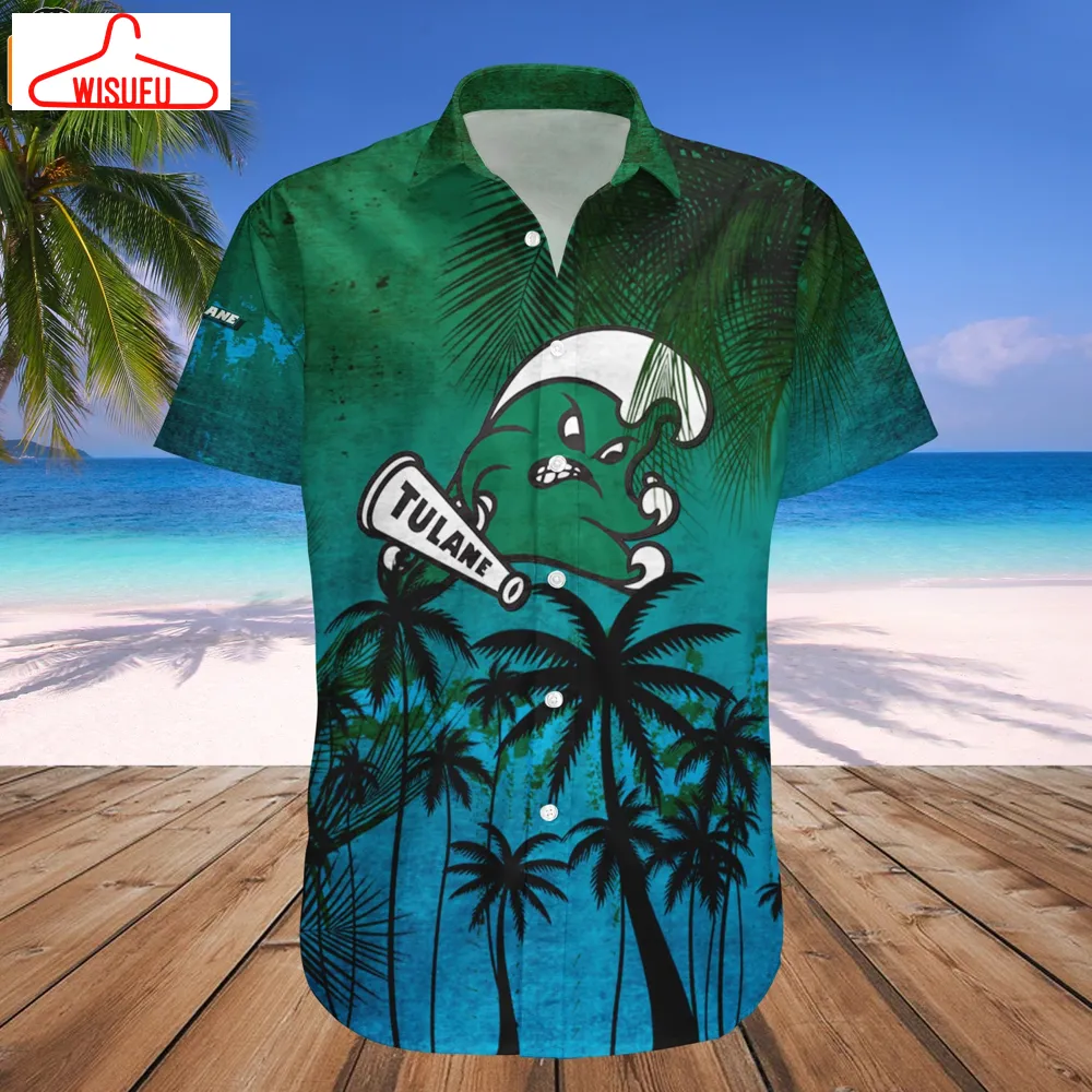 Tulane Green Wave Coconut Tree Tropical Grunge Hawaiian Shirt, New Fashion Gifts