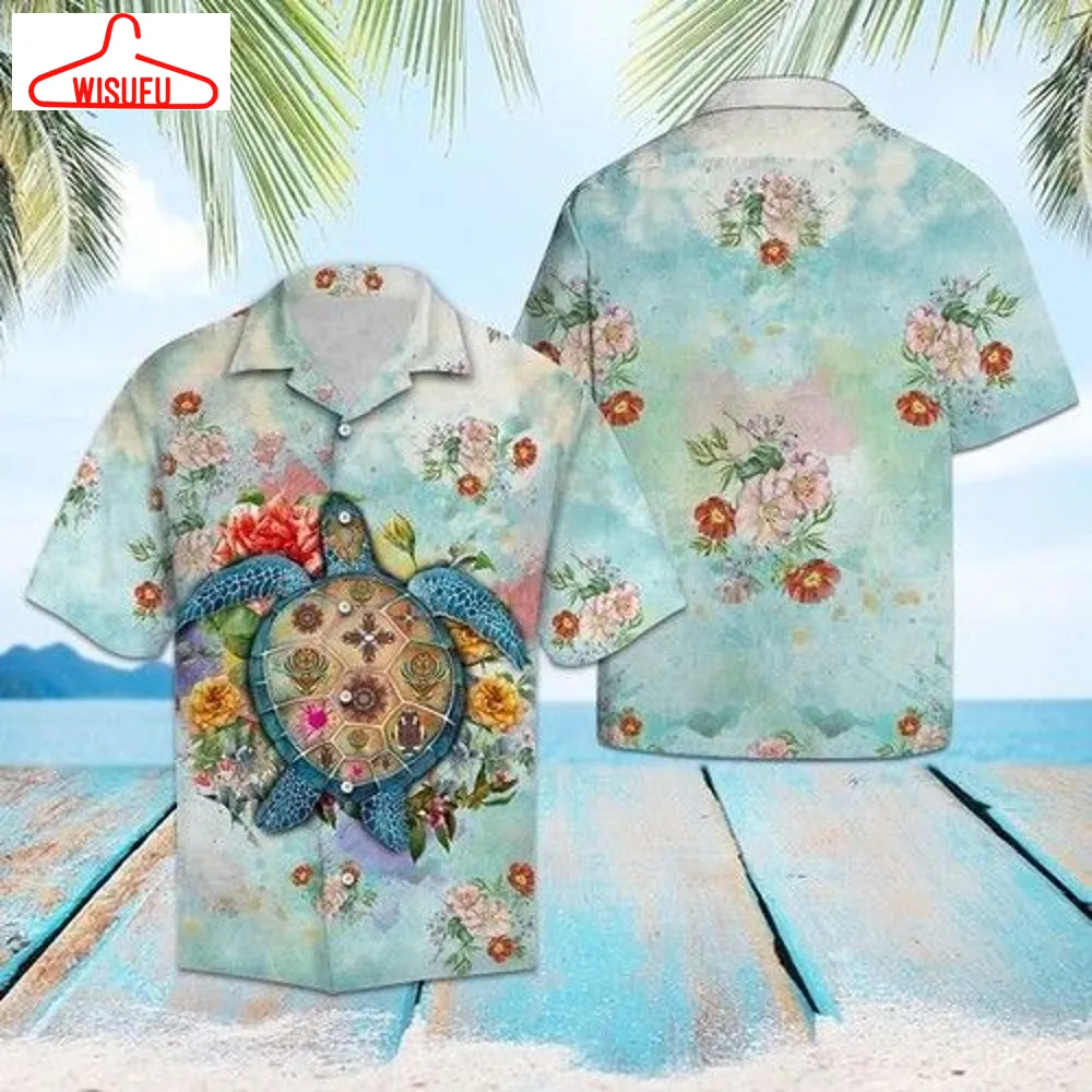 Turtle Flower Summer Hawaiian Shirt - For Men & Women - New Winter Fashion Shirt Gift For Family, New Fashion Gifts